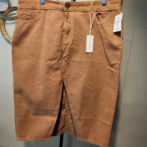 WARP + WEFT Tan Corduroy Mini Skirt